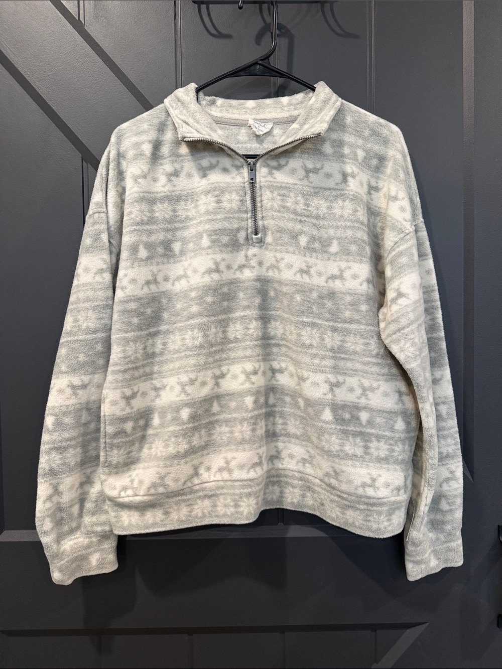 Women’s Gray & White Half-Zip Fleece Sweater